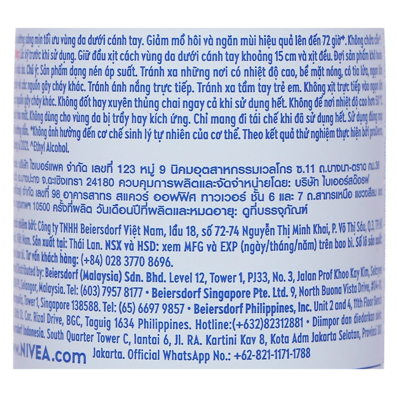 Xịt khử mùi Nivea Extra Whitening khử mùi, ngăn mồ hôi 72h chai 150ml - 5